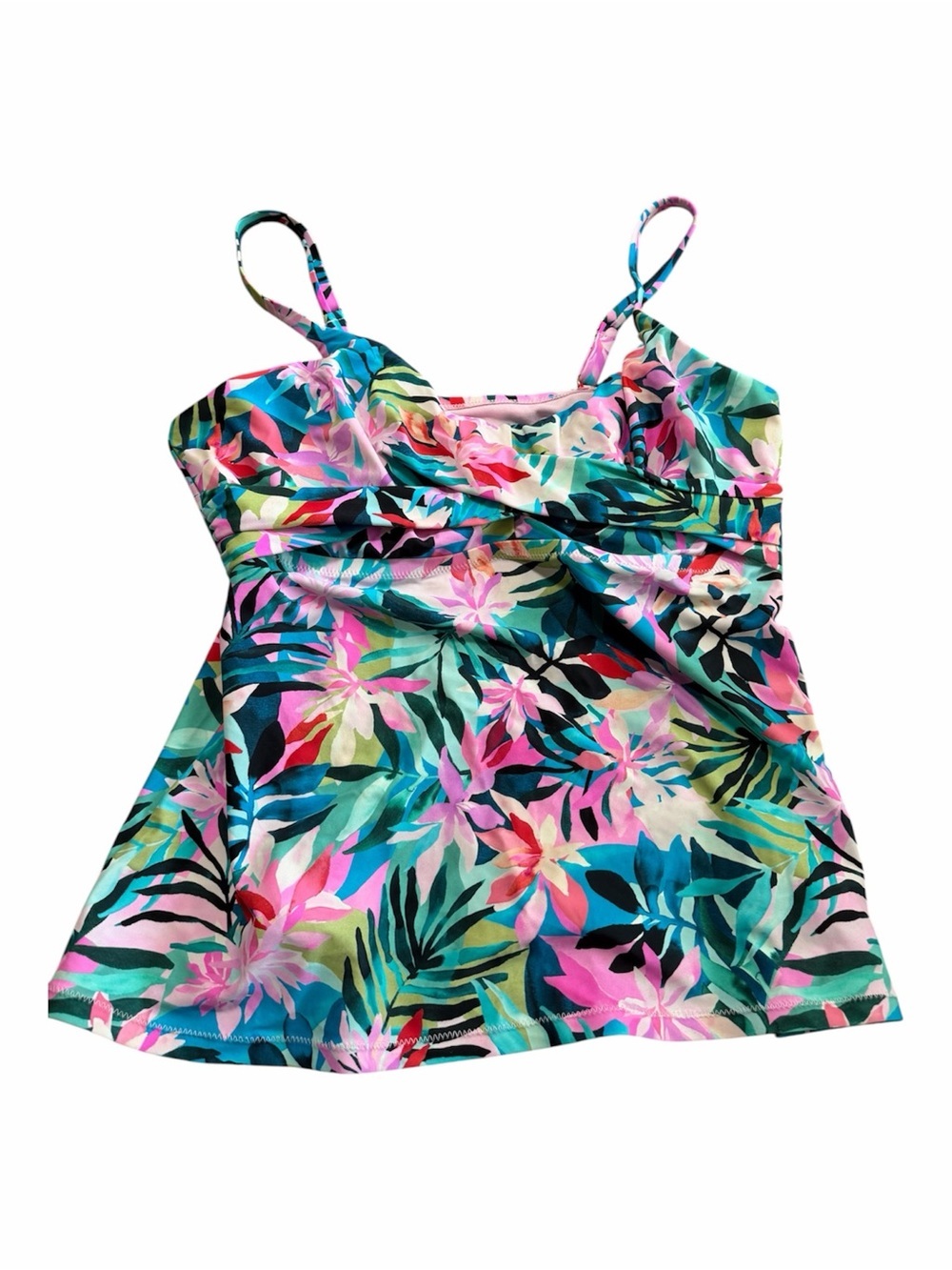 Vibrant Floral Tankini Top Adjustable Strap Plus Size 18 Built in Bra Summer